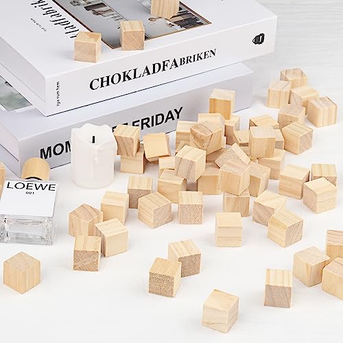 GNIEMCKIN 600 Packs Wooden Blocks for Crafts, 0.8 Inch Pine Wood Cubes, Wooden Cubes for Paint, Stamp, Decorate, DIY Projects and Personalized Gifts - size: 600 Packs 0.8 Inch