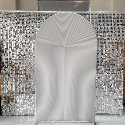 Beige Ripples Pattern Arch Backdrop Cover for Birthday Party Wedding Baby Shower Decorations Chiara Backdrops Arched Wall Frame Stands Covers Props GP-455 3ft * 6ft - color: GP-455-Arch Cover, size: W3ft by H6ft (90cm by 180cm)