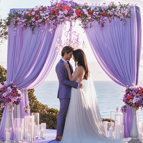 10x10 Lavender Backdrop Curtain for Parties Weddings, Wrinkle-Free Polyester Fabric Indoor and Outdoor Decoration Light Purple Backdrops Drapes for Baby Showers Birthday - color: Lavender, size: 5ft x 10ft x 2 panels