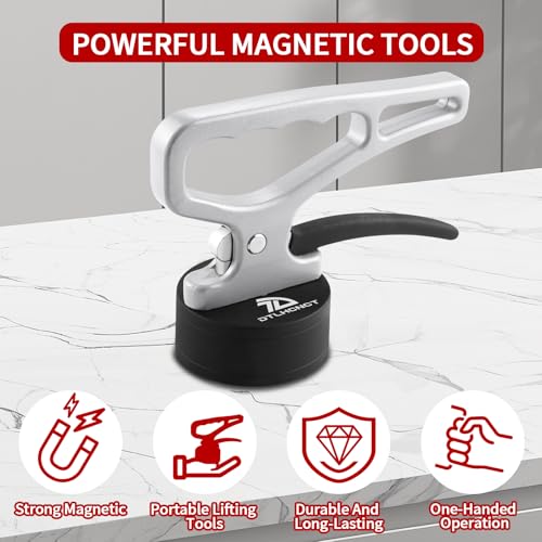 DTLHCNCT Strong Magnetic Pickup Tool with Quick Release Handle,Portable Lifting Magnet for Welding Positioning,Laser Cutting,Material Collection Ergonomic Design for Iron Plates, Steel & Metal Objects