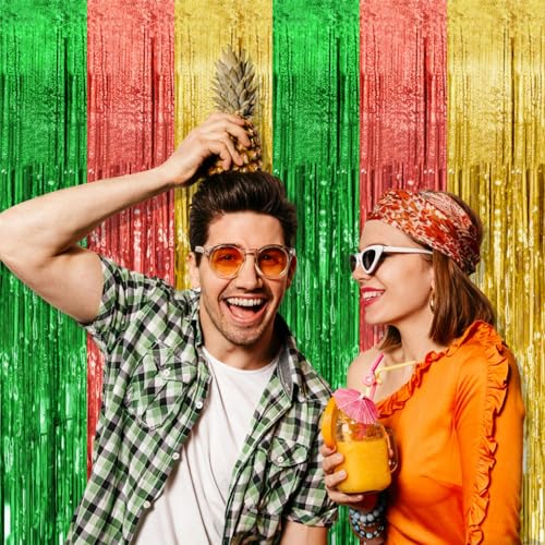 2 Pack Hawaii Backdrop Party Decorations Tinsel Curtain Summer Party Streamer Foil Fringe Birthday Decorations Photo Booth Vibrant Theme Christmas Beach Baby Shower Graduation Decor - color: Hawaii Color, size: 39.4"w X 78.7"l (Pack of 2)