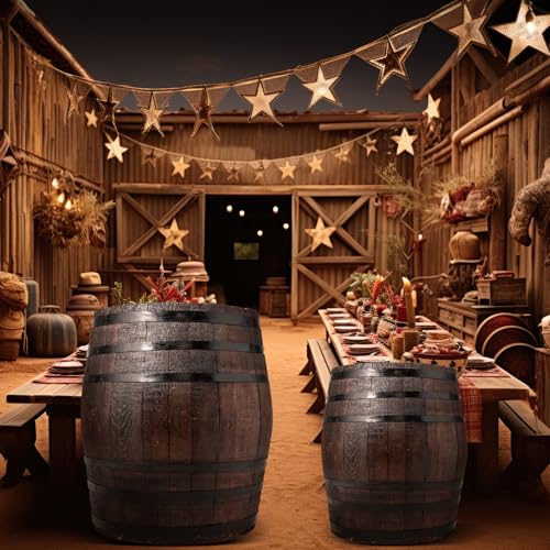 AceOrbit 2 Pcs Western Cowboy Party Decoration 40" H 30" H Wine Barrel Decor Pirate Party Decorations Large Cardboard Wine Barrel Wild West Cardboard Decoration Western Photo Booth Props Decor