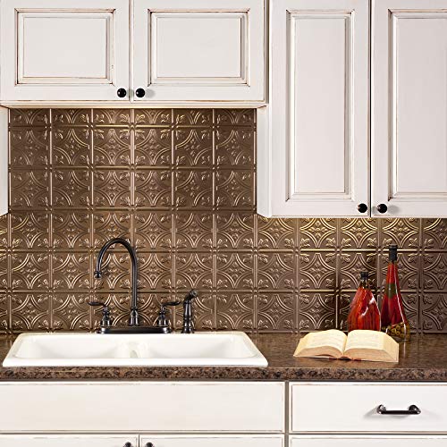 FASÄDE Traditional Style/Pattern 1 Decorative Vinyl 18in x 24in Backsplash Panel in Argent Bronze (5 Pack) - color: Argent Bronze, size: 5 Pack