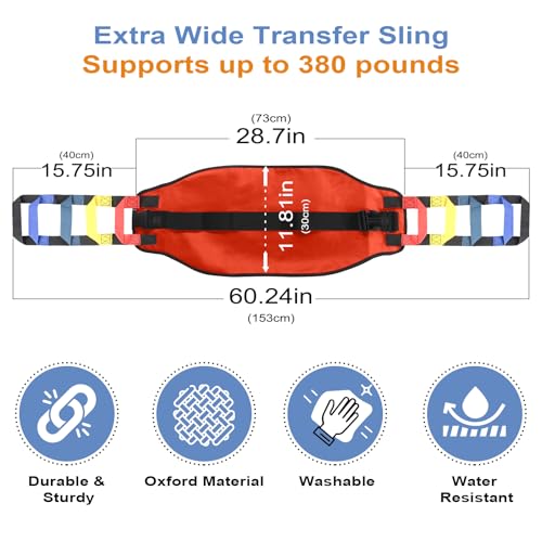 Transfer Sling Transfer Belt for Seniors, Widened Back Curve Design Transfer Belt for Movement, Transfer Boards for Bedridden Patient, Back Lift Belt for Patient Care (Orange) - color: Orange 1