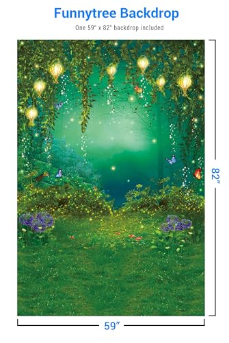 Funnytree 5X7FT Enchanted Forest Backdrop Fairy Tale Wonderland Butterfly Woodland Background Wedding Baby Shower Birthday Party Supplies Banner Cake Smash Decor Studio Portrait Prop Photobooth Favors