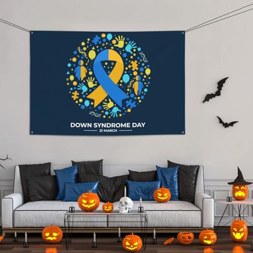 World Down Syndrome Awareness Day Backdrops 47 * 71 Inches Holiday Party Photography Background Indoor Outdoor Festival Photo Banner Booth Props Wall Decoration - color: Blue