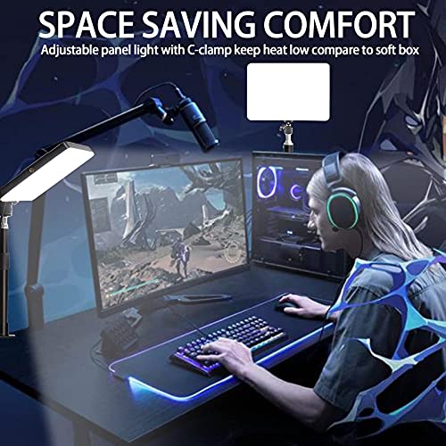 LED Desk Bi-Color Key Light with C-clamp, 2700K-5700K Dimmable with Wireless Remote for Studio Photography Lighting/Zoom Conference/Video Recording/YouTube Tiktok Live/Game Streaming