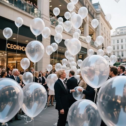 Clear Balloon 12 Inch, 110pcs Latex Party Balloons Helium Bright Color for Birthday Baby Shower Wedding Party Supplies Arch Garland Decoration - color: B13-clear, size: 12inch (Normal)