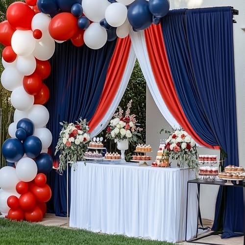 20ft×12ft Wrinkle Free Navy Blue Backdrop Curtain for Wedding Parties, 4 Panels 5×12ft Long Soft Silky Polyester Backdrop Drapes Photo Back Drop Curtains for Birthday Photography Background Cloth - color: Navy Blue, size: 12ft Long_4 Panels