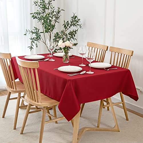 maxmill Jacquard Square Tablecloth Stain Resistant Waterproof Wrinkle Resistant Washable Soft Table Cloth, Fabric Table Cover for Dining Room, Indoor and Outdoor Use, 52 x 52 Inch, Red - color: Nova Red, size: 52" x 52" (Square)