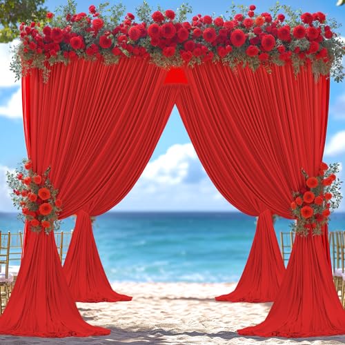 20ft x 12ft Red Backdrop Curtains Panels for Party Wrinkle Free Fabric Backdrop Drapes Decorations Cloth for Wedding Baby Shower Photography Engagement Bridal Shower Gender Reveal Background Curtain - color: Red, size: W5' x H12'(4 panels)