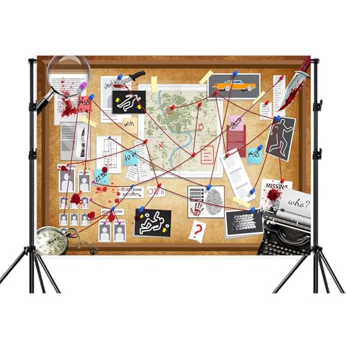 7X5FT Detective Crime Scene Backdrop Murder Mystery Top Secret Agent Spy Evidence Photo Backdrop Photography Background Kids Party Decorations Background Photo Booth Studio Props - size: 7X5FT