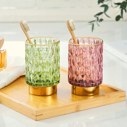 Makeup Brush Holder Organizer,Toothbrush Holders,Desk Pen Pencil Holder,Multifunctional Vintage Glass Brush Cup(A39-4-US) - color: Red