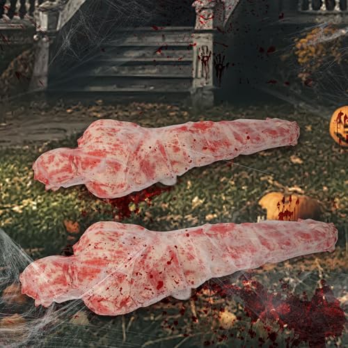 2 Sets Halloween Hanging Cocoon Corpse, 64'' Bloody Inflatable Cocoon Outdoor Decoration Set with Bandage, Scary Dead Body Prop Decor for Outdoor Halloween Party House Yard (Red) - color: Red
