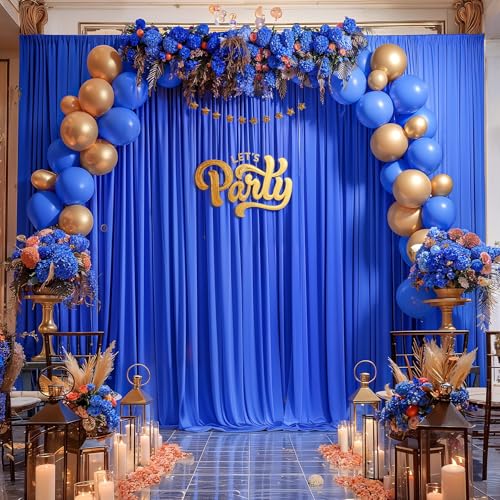 20x10ft Royal Blue Backdrop Curtain Panels for Parties - Wrinkle Free Polyester Photo Curtain Backdrop Wedding Back Drop Fabric Drapes for Party Decorations Background for Photography - color: Royal Blue, size: W5' x H10'(4 panels)