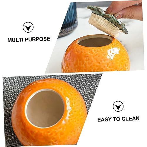 1pc Orange Tea Ceramic Jar Fruit Shape Tank Decor Canister Photo Food Sealing Can Home Adorn Snack Props Cookie Jar Container Crafts Ceramics