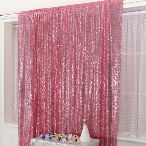 Poise3EHome Fuchsia Pink Sequin Backdrop, 6Ft x 8Ft Glitter Photography Background Curtains for Party Baby Shower Wedding Birthday Decoration - color: Fuchsia Pink, size: 6x8 ft