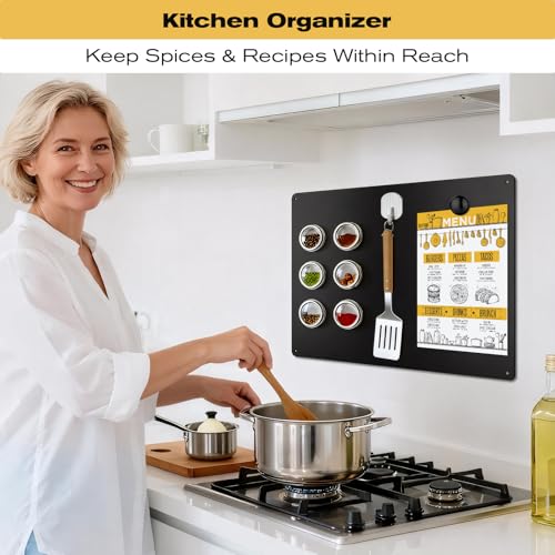 16" x 24" Magnetic Board, Black Magnet Bulletin Board to Display Magnetic Letters, Metal Board for Wall, Refrigerator Photo, with Dual Lock Tape and Screws, Marker Pen - color: Black, size: 16" x 24"