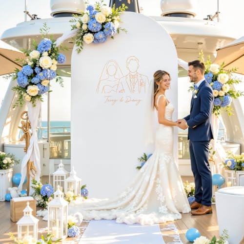 White Wedding Arch Backdrop Cover 7.2FT Spandex Arch Covers Round Top Chiara Arches Backdrop Cover for Party Birthday Ceremony Banquet Decoration - color: White, size: 7.2FT