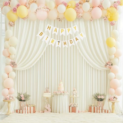 8x10FT Ivory Backdrop Curtains for Wedding Parties, Wrinkle Free Polyester Photography Backdrop Drapes for Wedding Baby Shower Birthday Parties Stage Background Stand Decorations 4x10ft,2 Panels - color: Ivory, size: W4' x H10'(2 Panels)