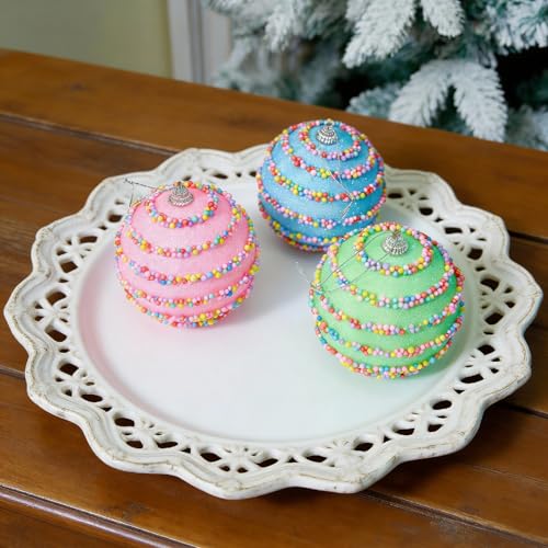 Colorful Faux Cookie Ball Ornaments, Pastel Sugar Sprinkle Decorative Balls, Artificial Dessert Decorations for Easter, Birthday & Party Decor, Photo Props & Table Styling Set (Fines) - color: Fines