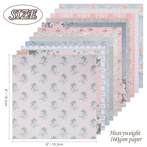12 Sheets Scrapbook Paper Pads, 12 Designs 6"x6" Single Sides Patterned CardStock Papers, 160gsm Decorative Background Craft Paper, Scrapbooking Pad for Card Making DIY Projects(Floral) - color: Floral