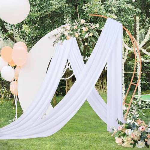 MoKoHouse Wedding Arch Draping Fabric Decorations: 1 Panel White Sheer Curtains Drapery 6 Yards Chiffon Backdrop Ceremony Party Ceiling Window Outdoor Decor - color: White, size: 6 Yards 1 Panel