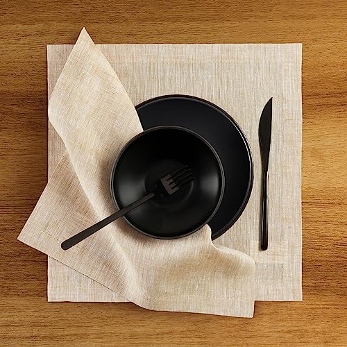Solino Home Linen Square Placemats Set of 4 - Champagne Beige Placemats 14 x 14 Inch - 100% Pure Linen Table Mats for Spring, Summer - Athena - color: 02: Champagne Beige, size: 14" X 14" (Set of 4)