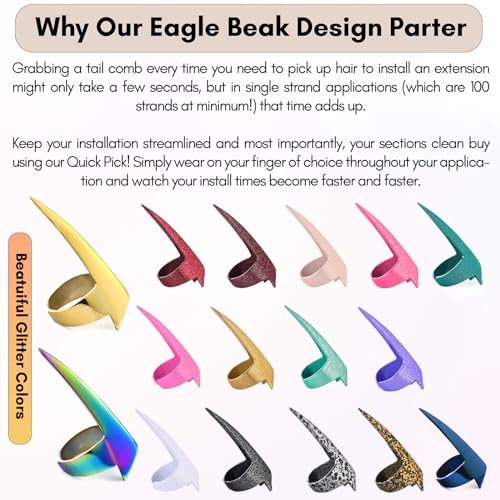 Hair Parting & Sectioning Ring - Stainless Steel Finger Braiding Hair Pick Tools for Durable Dreadlocks Wig Quick Installation of Remy Human Hair Extensions Hair Styling Tools (Silver) - color: Silver