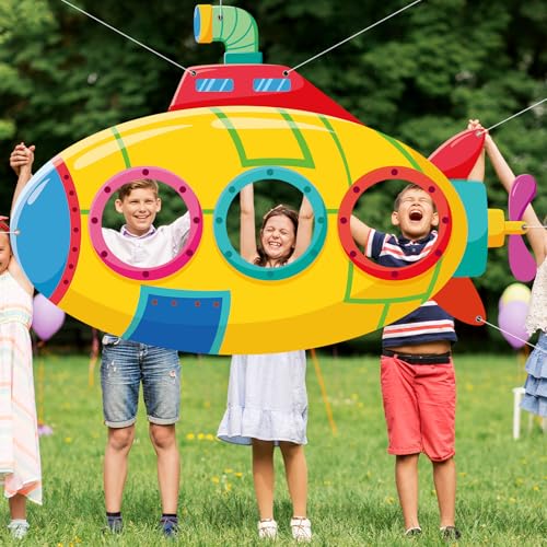 Summer Photo Booths Ocean Submarine Photo Props Back to School Decorations Under The Sea Selfie Frame Large Fabric Banner Backdrop for Boys Girls Face Photo Props School Classroom Decor Supply 70 x 44