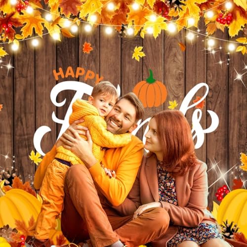 10x8ft Fall Friendsgiving Backdrop for Photography Autumn Thanksgiving Photo Backdrop Harvest Pumpkin Turkey Backdrop Maple Leaves Background Decorations Photo Props - color: Thanksgiving-1