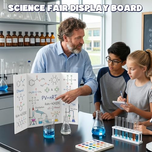 AKONEGE 3 Pack White Trifold Poster Board 24" x 16" Foam Core, Small Tri Fold Foam Poster Boards for Presentations, Science Fair Display, Photo Display, Office & School Projects, Event Exhibitions - size: 24" x 16"