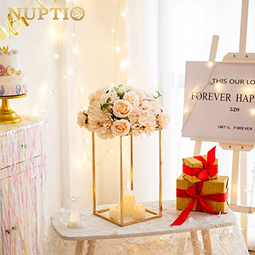Nuptio Gold Vases - 10 Tall 15.7 inch Geometric Centerpieces for Wedding Tables - color: Gold, size: 15.7 inch - 10 PCS