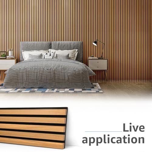 Art3d 6-Pack Acoustic Wood Slat Wall Panels for Interior Decor, 3D Fluted Sound Absorbing Wood Paneling for Accent Wall Ceiling Kitchen Living Room Bedroom Office, 94.5 x 7.9 inch Warm Teak - color: Teak, size: 6Pcs - 94.5 * 7.9 inch