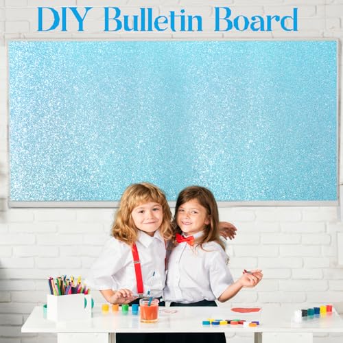 gisgfim 16" x20ft Glitter Bulletin Board Paper Roll Sparkle Color Bulletin Board Background Poster Paper Non Fading Gift Wrapping DIY Art Crafts for Office Classroom Decoration, Light Blue - color: Light Blue