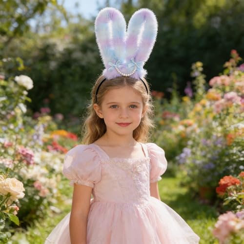 Easter Rabbits Ears Hairband Photo Props Easter Hair Hoop Hairband Party Headpiece Fun Headbands for Music Festival(Blue)