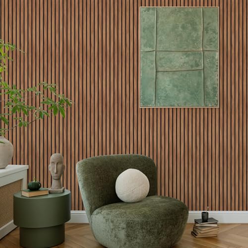 Main Street Peel and Stick Wallpaper Eco-Friendly Sheets 12 Pack, 11 X 16 Inch Wood Slat Panel Design, Wall Mural for Home Decor, Removable Wall Decor Wallpaper Peel and Stick for DIY Projects - style: Wood Slat Panel Design