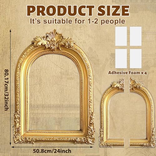 32 x 24 Inch Foam Board Photo Booth Props Wonderland Golden Photography Decor Creative Friends Party Selfie Photo Frame Gold Vintage Prop for Wedding Birthday Bridal Shower Bachelorette Party Supplies