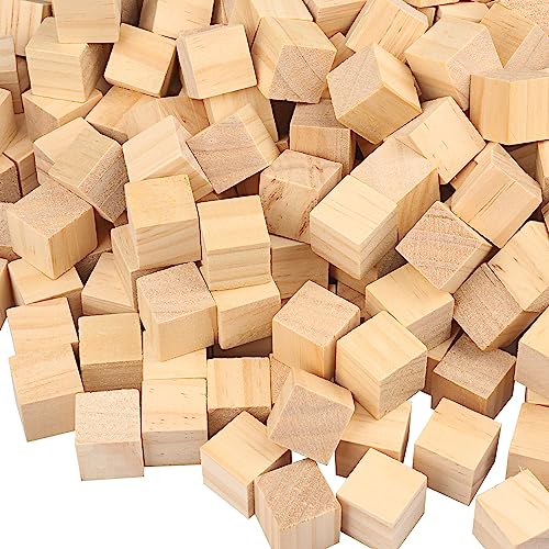 GNIEMCKIN 600 Packs Wooden Blocks for Crafts, 0.8 Inch Pine Wood Cubes, Wooden Cubes for Paint, Stamp, Decorate, DIY Projects and Personalized Gifts - size: 600 Packs 0.8 Inch