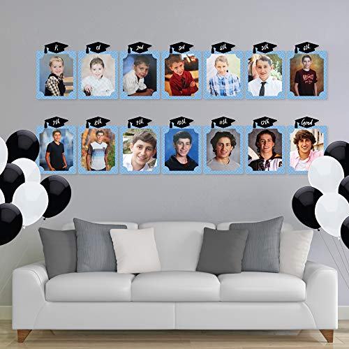 Big Dot of Happiness Light Blue Grad K-12 School Photo Display Frame - 8x10 inch Graduation Memory Wall, Professional Photo Holder Set, DIY Graduation Party Decorations, Picture Display Board - color: Light Blue Grad - Picturific Display