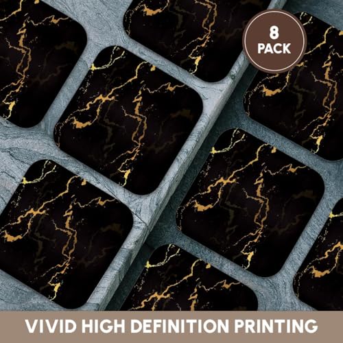 3dRose Image of Black and Yellow Marble Texture, Faux Stone Backdrop Set of 8 Coasters - Soft - size: set of 8 Coasters - Soft