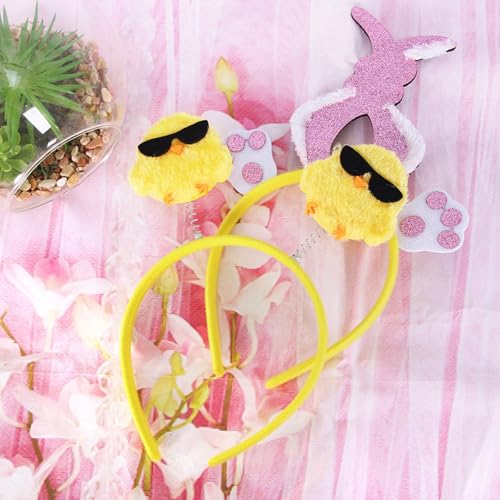 Chicken Rabbits Ears Hairband Photo Props Easters Hair Hoop Headband Party Headpiece Fun Headbands for Music Festival - style: Eggshell chicken Snowy rabbit ears model