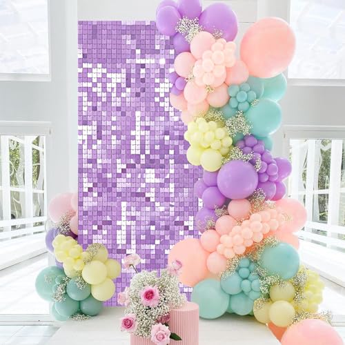 Light Purple Shimmer Wall Backdrop Panels Shiny Backdrop for Party 3FTx4FT Bling Photo Background for Birthday Anniversary Engagement Balloons Decoration - color: Light Purple, size: 3ftx4ft