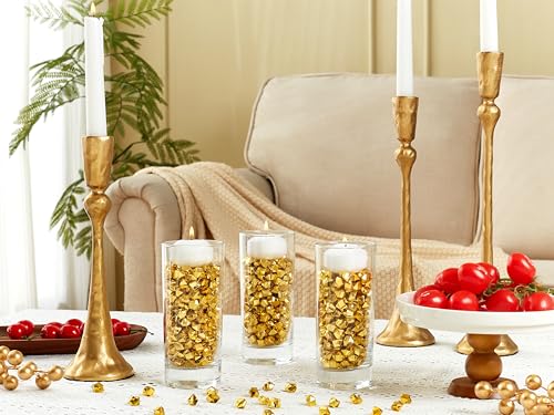 LAIDANLA 500PCS Gold Acrylic Gems Vase Fillers Fake Ice Cubes Crushed Fake Rocks Golden Plastic Diamonds for Centerpiece DIY Crafts Table Scatter Prop Wedding Party Decorations - color: Gold