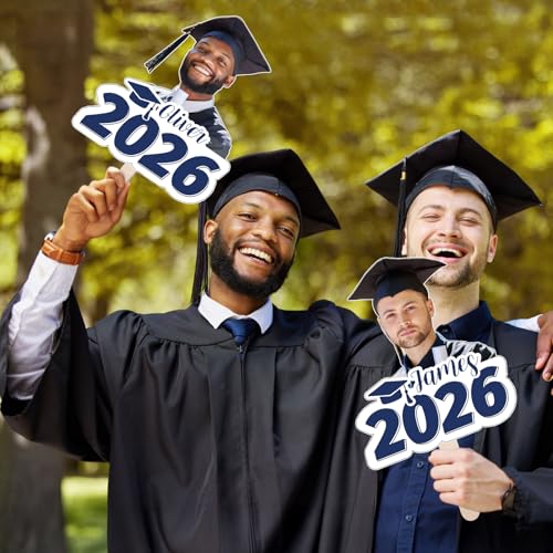 Graduation Custom Cutout Big Head on a Stick for 2026, 6 to 24", Fun Face Cardboard Cutouts, Personalized Fat Heads, Senior Night Photo Prop, Birthday, Party Décor, 1 PC, Blue - color: 2026 Blue
