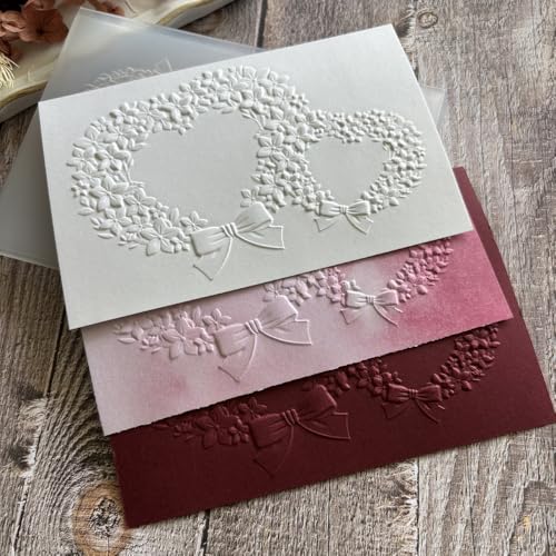 3Set Flower Leaves Plastic 3D Embossing Folder DIY Craft Template Molds Stamp Stencils Scrapbook Paper Cards Photo Album, Bow Gifts Heart Christmas Embossing Folders Handmade Art Craft Supplies - color: 3 Pack Gifts
