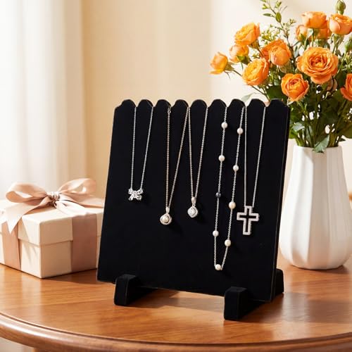 Tondiamo 9 Inch Velvet Necklace Jewelry Display Stands Organizer Necklace Storage Holder for Home Shop Show (Black) - color: Black