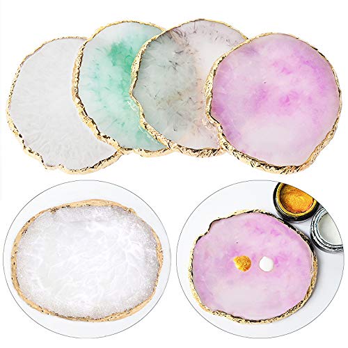 Resin Nail Art Palette,Nail Art Painting Mixed Color Palette Gold Edge Nail Gel Color Makeup Display Board (Purple) - color: 1# Purple