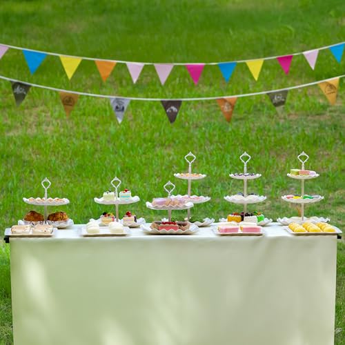 Biodegradable Cupcake Stand Holder, Dessert Table Display Set, Treat Table Candy Cake Desert Tiered Tray, 3 Tier Serving Trays for Tea Party, Wedding Baby Shower Bridal Shower Decorations(10 PCS ) - color: Beige