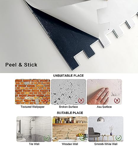 10-Sheet Peel and Stick Backsplash Tile, PVC Mixed Metal Stick on Backsplash Tiles for Kitchen (White Marble + Gold-2, 10) - color: White Marble + Gold-2, size: 10